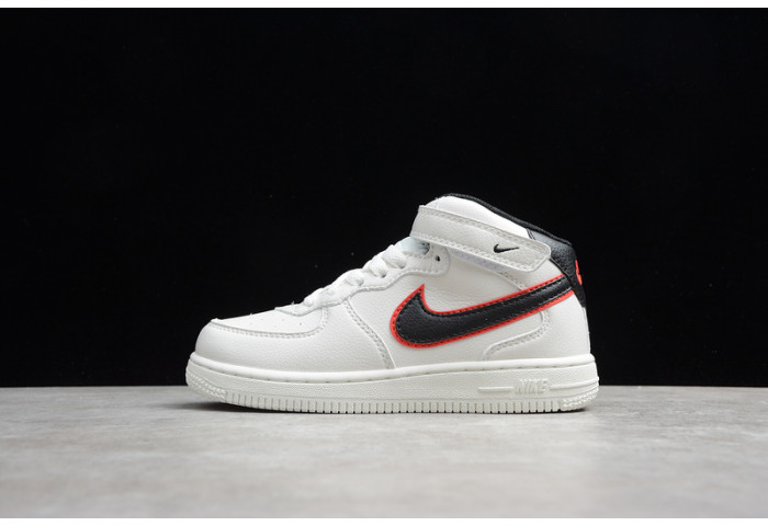 Kids Nike Air Force 1 Mid 07 White Black Red 314197-101