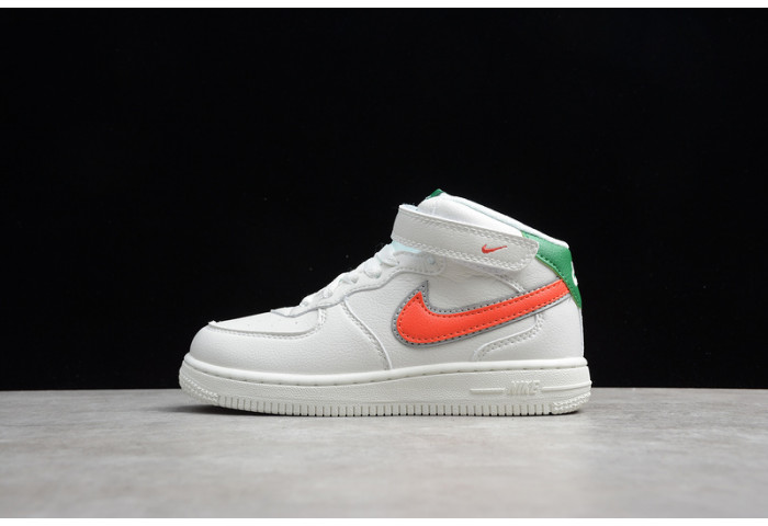 Kids Nike Air Force 1 Mid 07 White Green Orange 314193-100