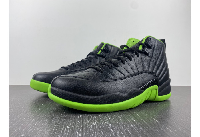 Jordan 12 BLACK/GREEN FLIGHT DOF
