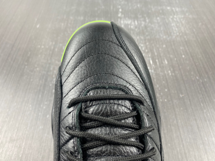 Jordan 12 BLACK/GREEN FLIGHT DOF
