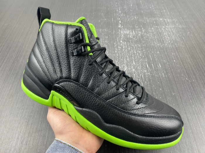 Jordan 12 BLACK/GREEN FLIGHT DOF