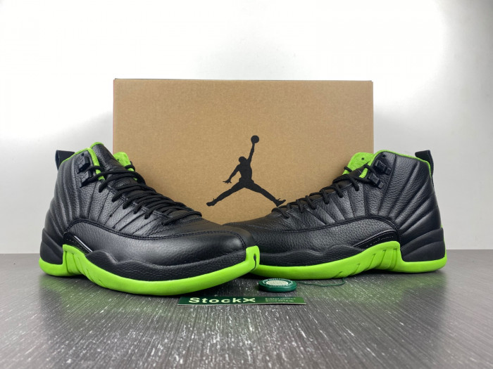 Jordan 12 BLACK/GREEN FLIGHT DOF