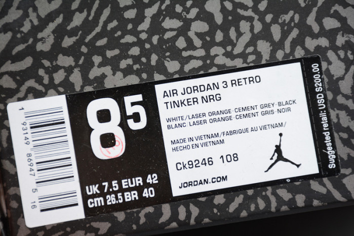 Air Jordan 3 Retro Laser Orange (W) CK9246-108