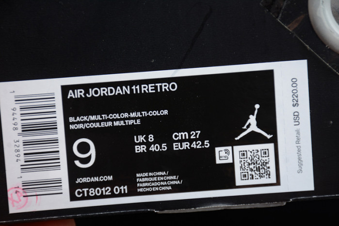 Air Jordan 11 25th Anniversary Black Silver Eyelets CT8012-011