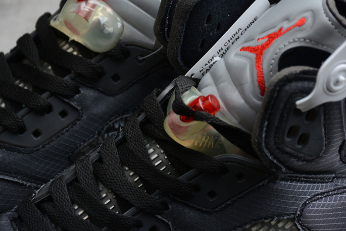 Air Jordan 5 Retro O-W Black/Muslin-Fire Red  CT8480-001