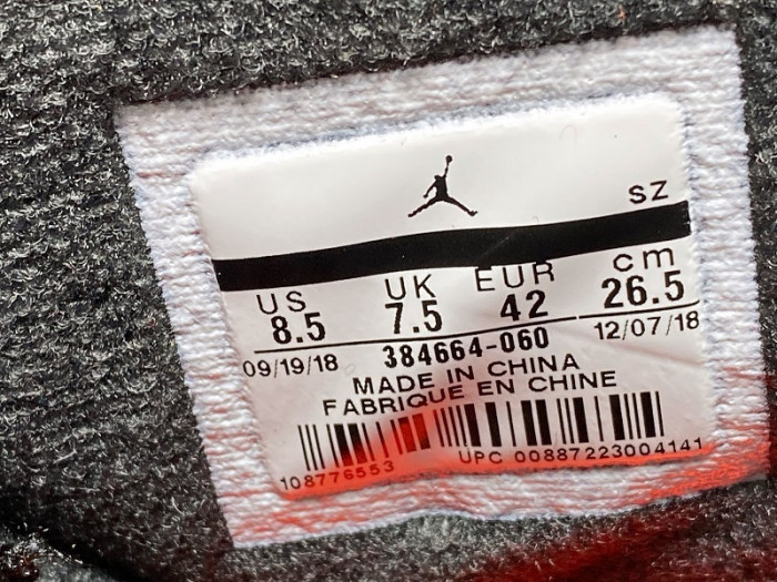 2019 AIR JORDAN 6 RETRO BLACK INFRARED OG 384664-060