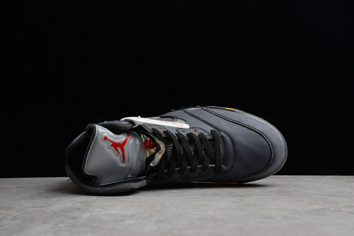 Air Jordan 5 Retro O-W Black/Muslin-Fire Red  CT8480-001