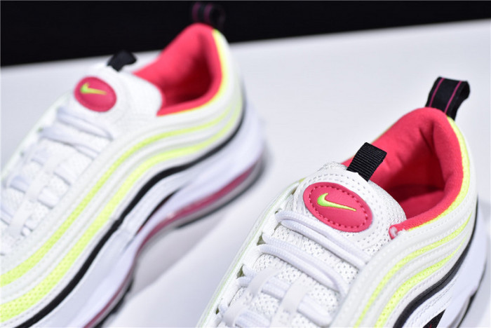 NIKE AIR MAX 97 GS Kie Ney AMAX 97 GS WHITE/RUSH PINK/BLACK/VOLT CJ9978-100